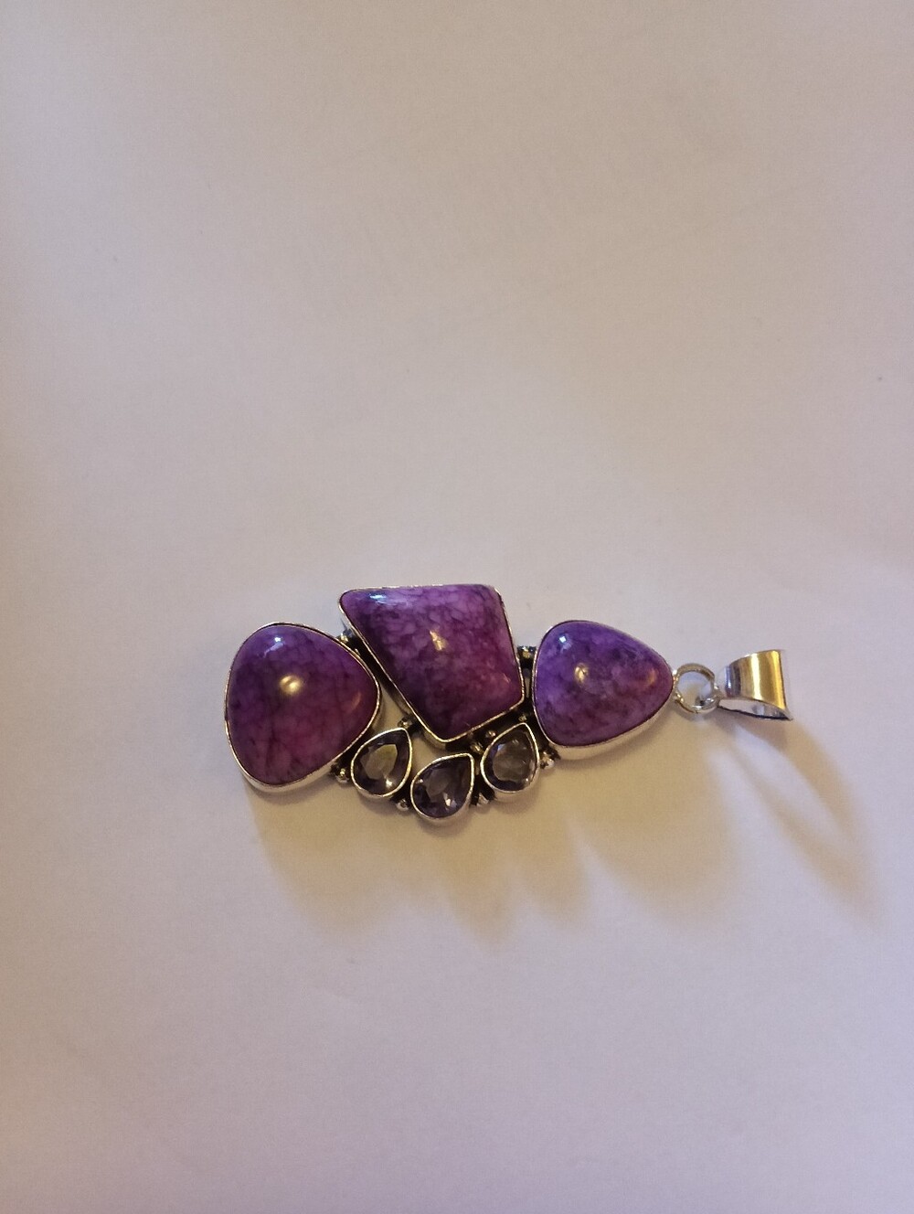 Dendrite Opal Amethyst Sterling Silver Gemstone Pendant - Picture 3 of 5